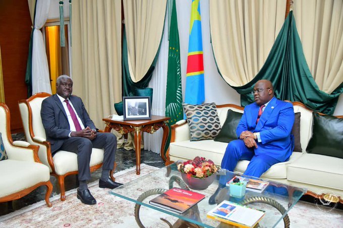 Union Africaine : Félix Antoine Tshisekedi et Moussa Faki Mahamat en séance de travail à Kinshasa.